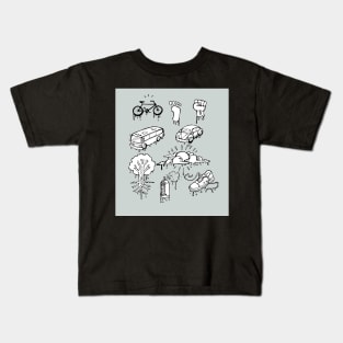 Urban mobility and transport drawings illustration Kids T-Shirt